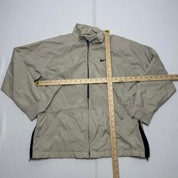 Vintage Nike Beige Zip Jacket Y2K Block Logo Swoosh Youth L Fits Men XS-S - Picture 8 of 8